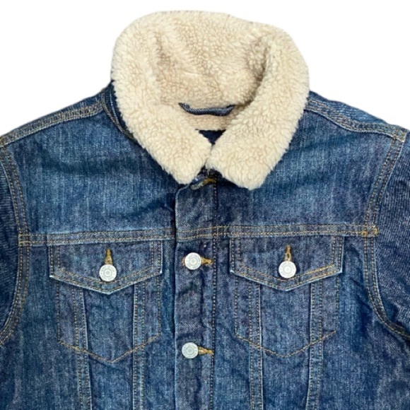 GAP Unisex Sherpa-Collar Cozy-Lined Jean Jacket Size Large 10-11 Years - Picture 4 of 10